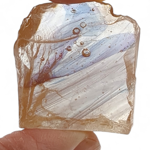 Carmel and Clear Swirl Art Glass Cullet Translucent #4S113 - Picture 5 of 6